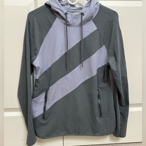 Charcoal gray and light purple patterned hoodie